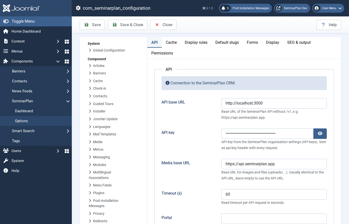 Optionen, Tab API