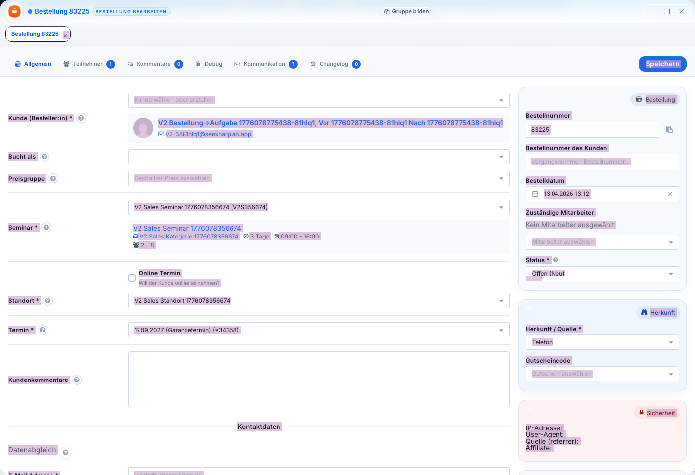 Bestellung bearbeiten