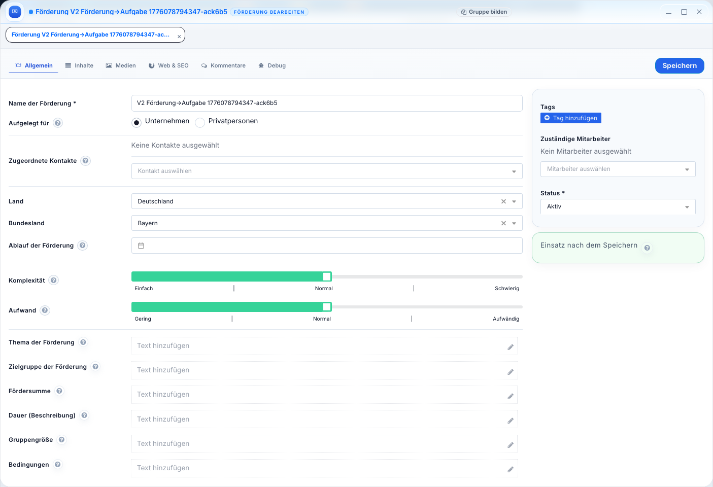 Foerderung bearbeiten
