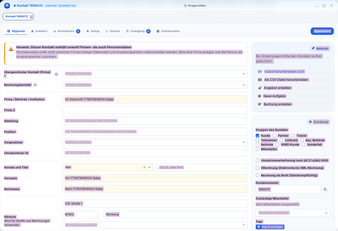 Gutschrift bearbeiten