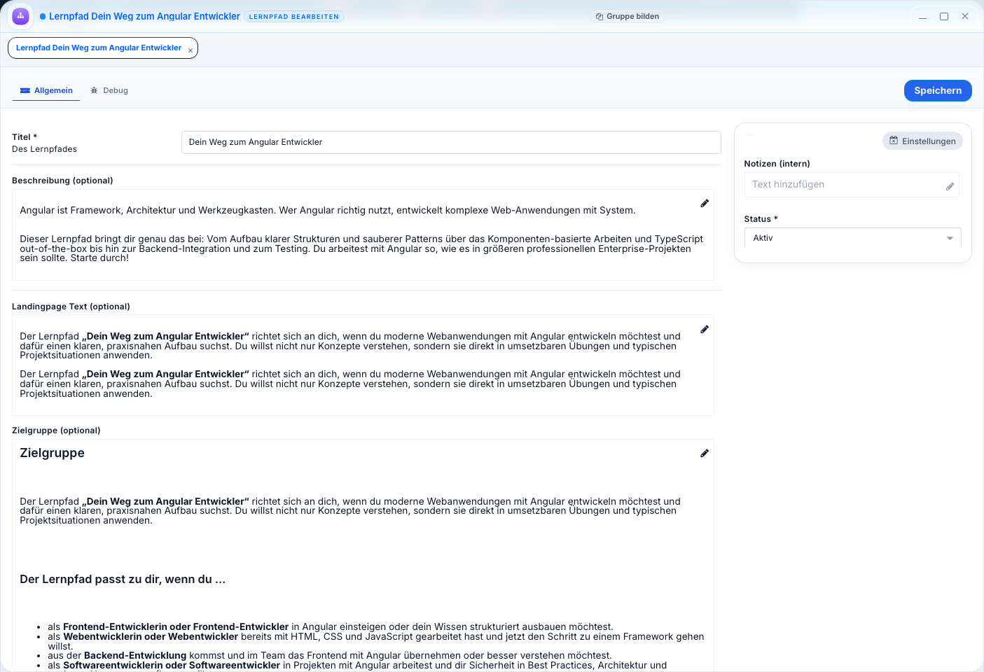 Lernpfad bearbeiten