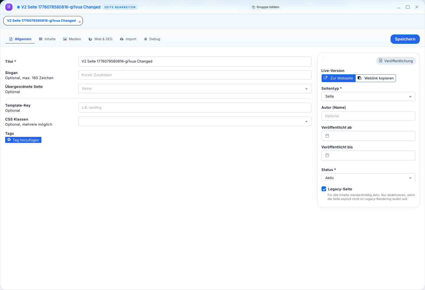 Statische Seite bearbeiten