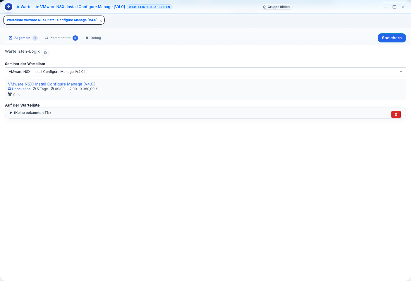 Warteliste bearbeiten